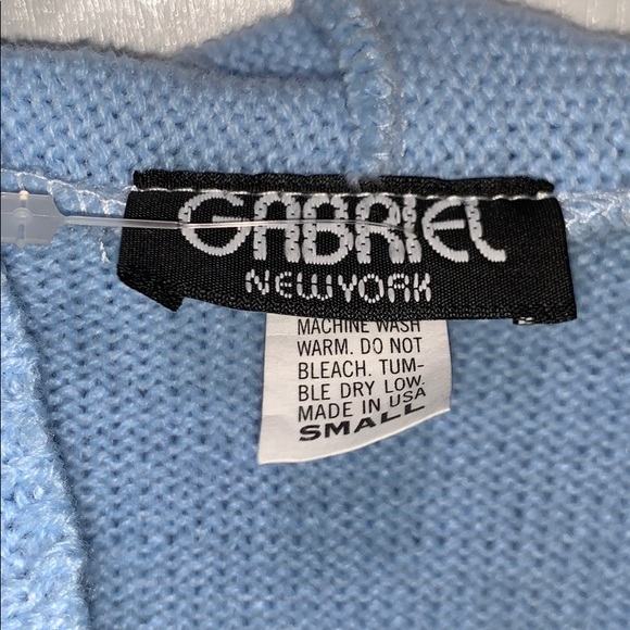 Gabriel New York Baby Blue Hoodie V-Neck Sweater - Picture 3 of 3